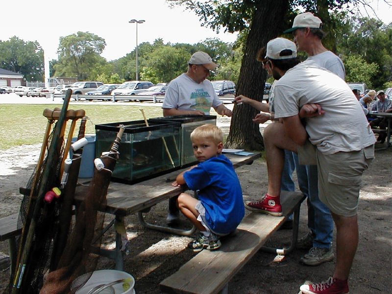 Scott Davis explaining native fish to residents of Brookfield, IL