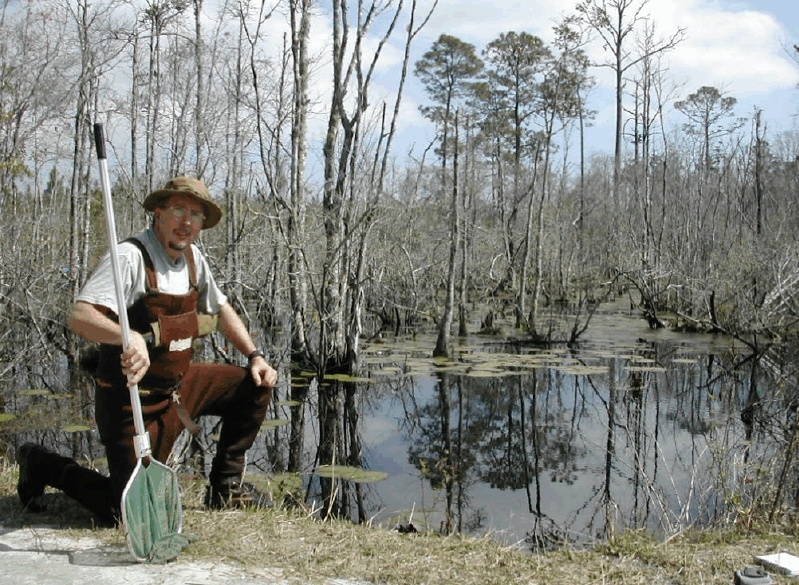 Steve Ellis posing at the duck  pond